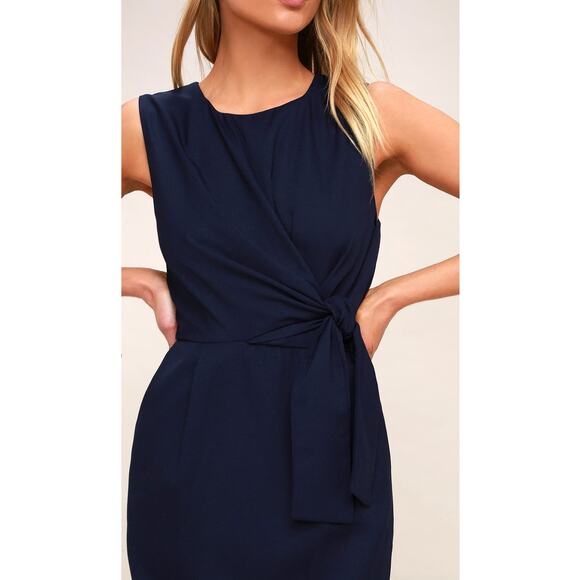 Lulus Dress Women Medium Blue Zealous Love Tie Front Mini Knotted Detail Pockets - Picture 5 of 12